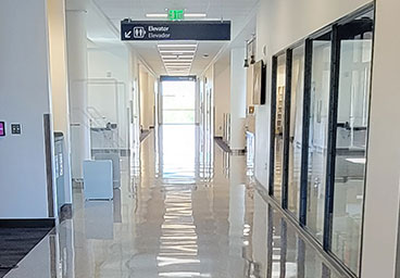 Corridor with shiny terrazzo floor